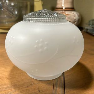 Vintage Ceiling Light Shade Glass Globe Frosted Clear Floral 3" Fitter